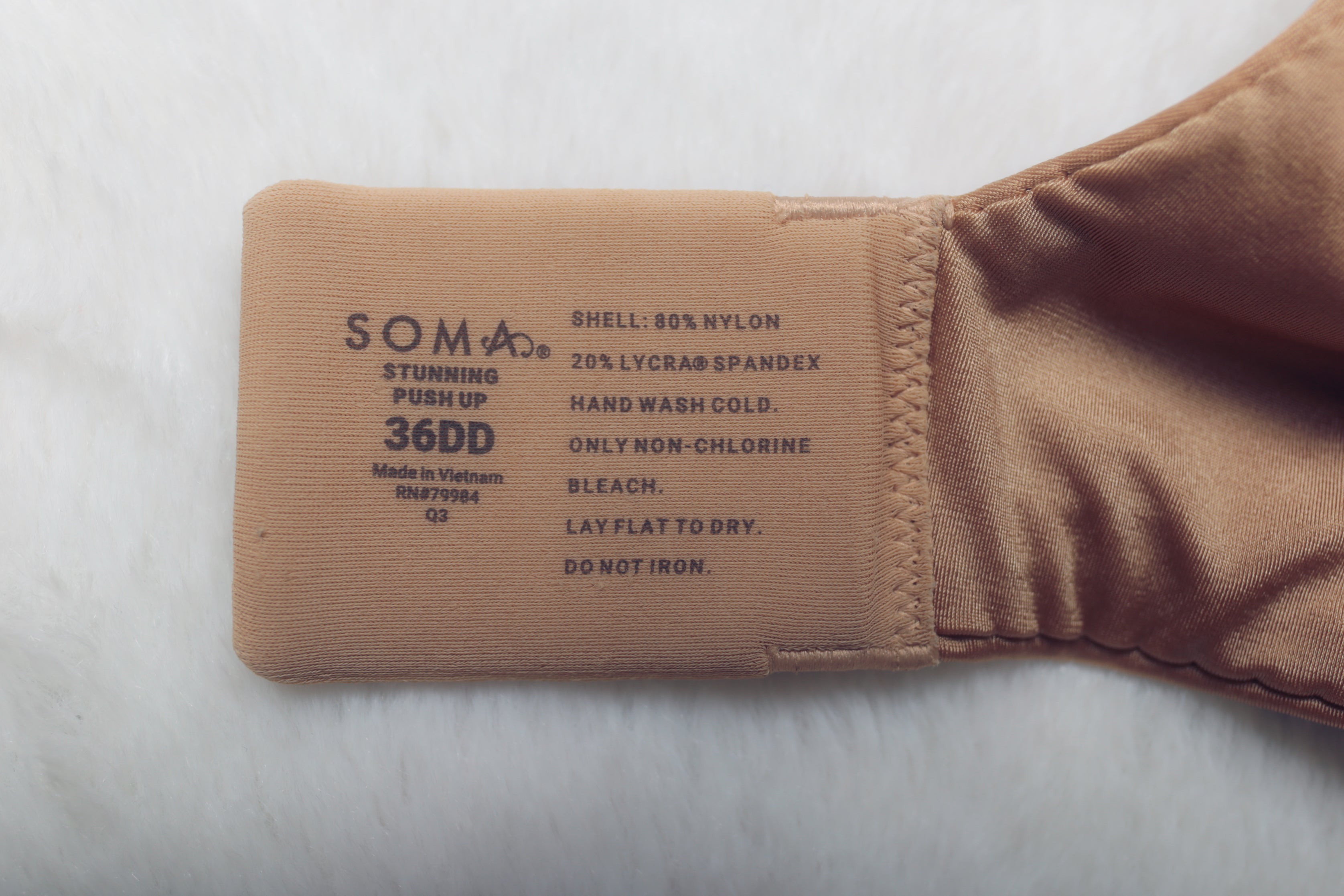 Soma 36DD Stunning Push-Up Underwire T-shirt Bra Beige