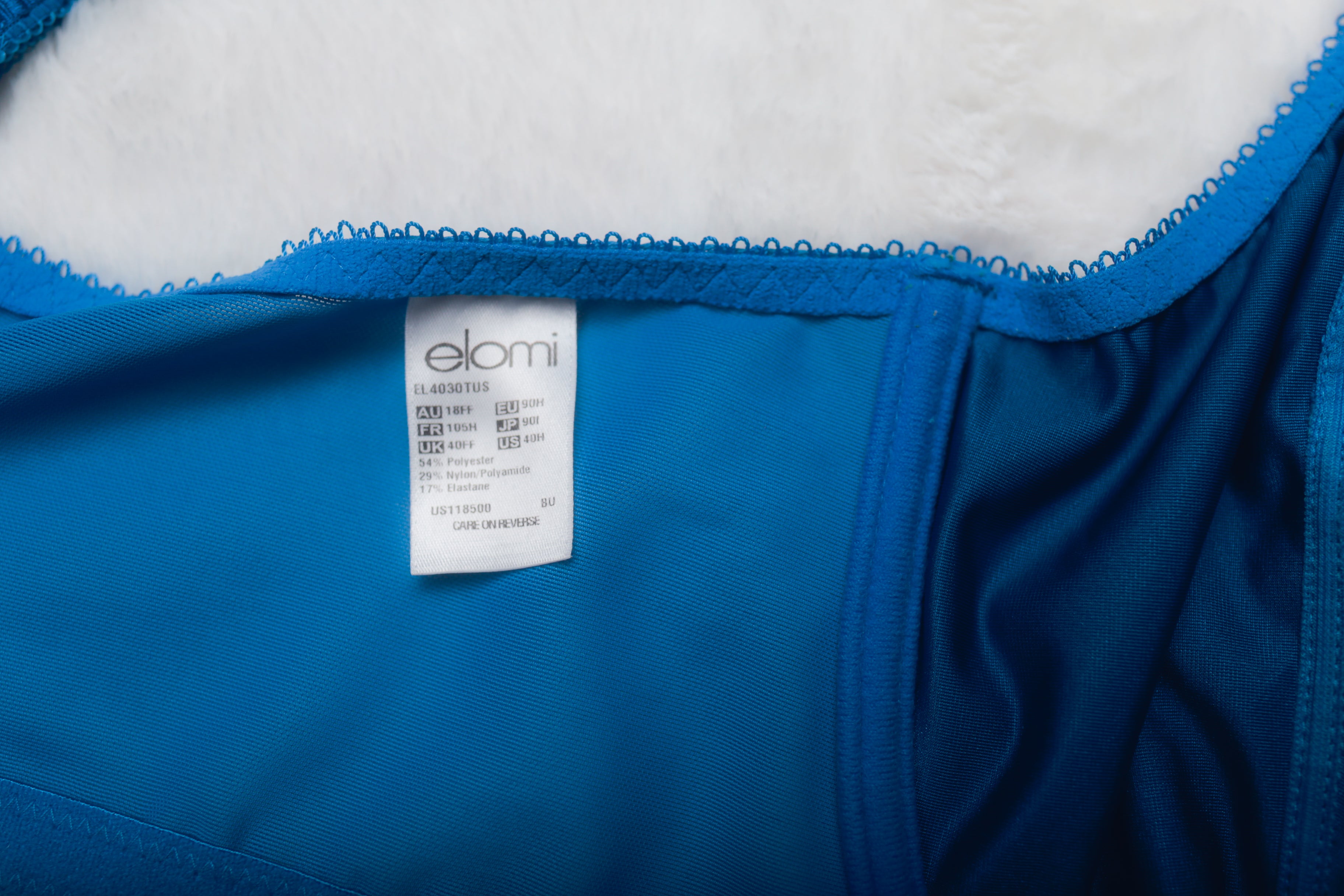 Elomi US 40H UK 40FF EL4030 Cate Unlined Full Cup Underwire Bra Blue