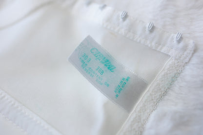 Carnival White Vintage USA-made Low Back Bustier Corset Boned Bra: 38B