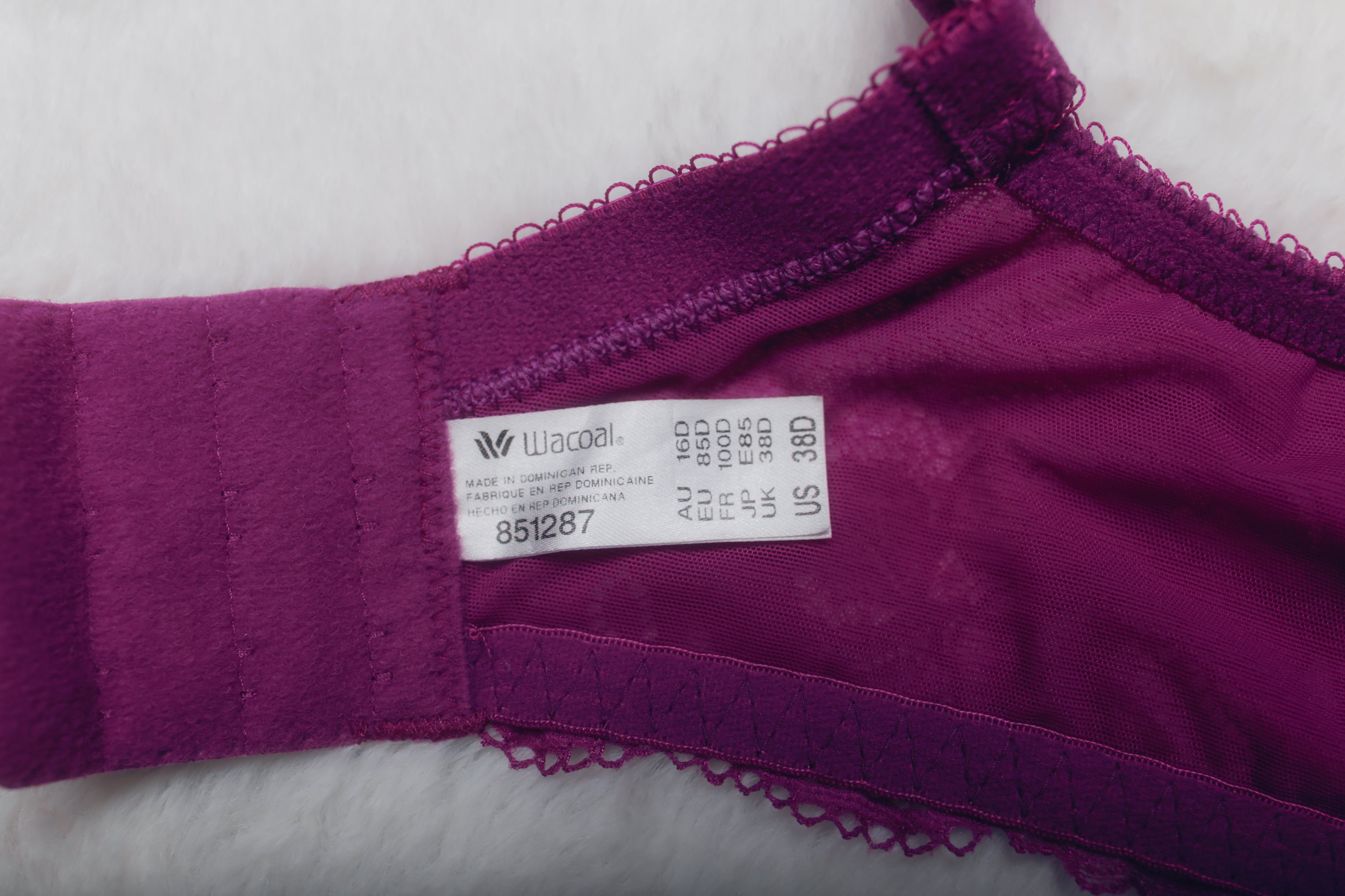 Wacoal 38D So Sophisticated 851287 Unlined Semi-sheer Lace Full Coverage Underwire Bra Pink