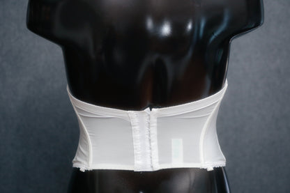 Carnival White Vintage USA-made Low Back Bustier Corset Boned Bra: 38B