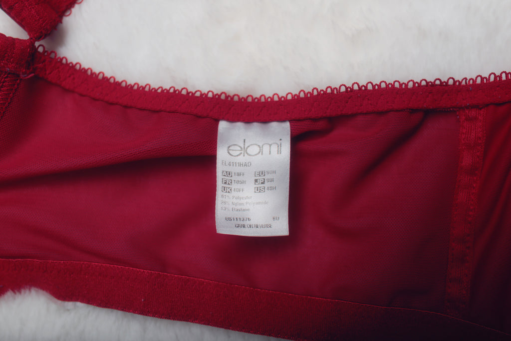 Elomi US 40H UK 40FF EL4111 Morgan Underwire Stretch Banded Unlined Bra Red