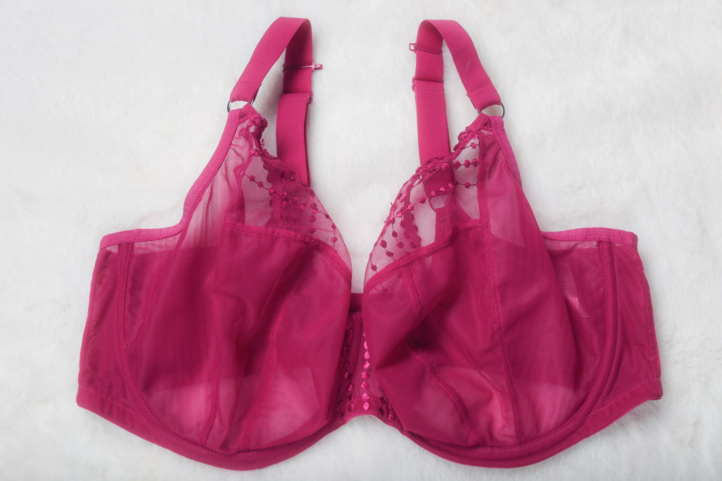 Elomi US 40I UK 40G Matilda EL8900 Underwire Sheer Full-coverage J-hook Bra Pink