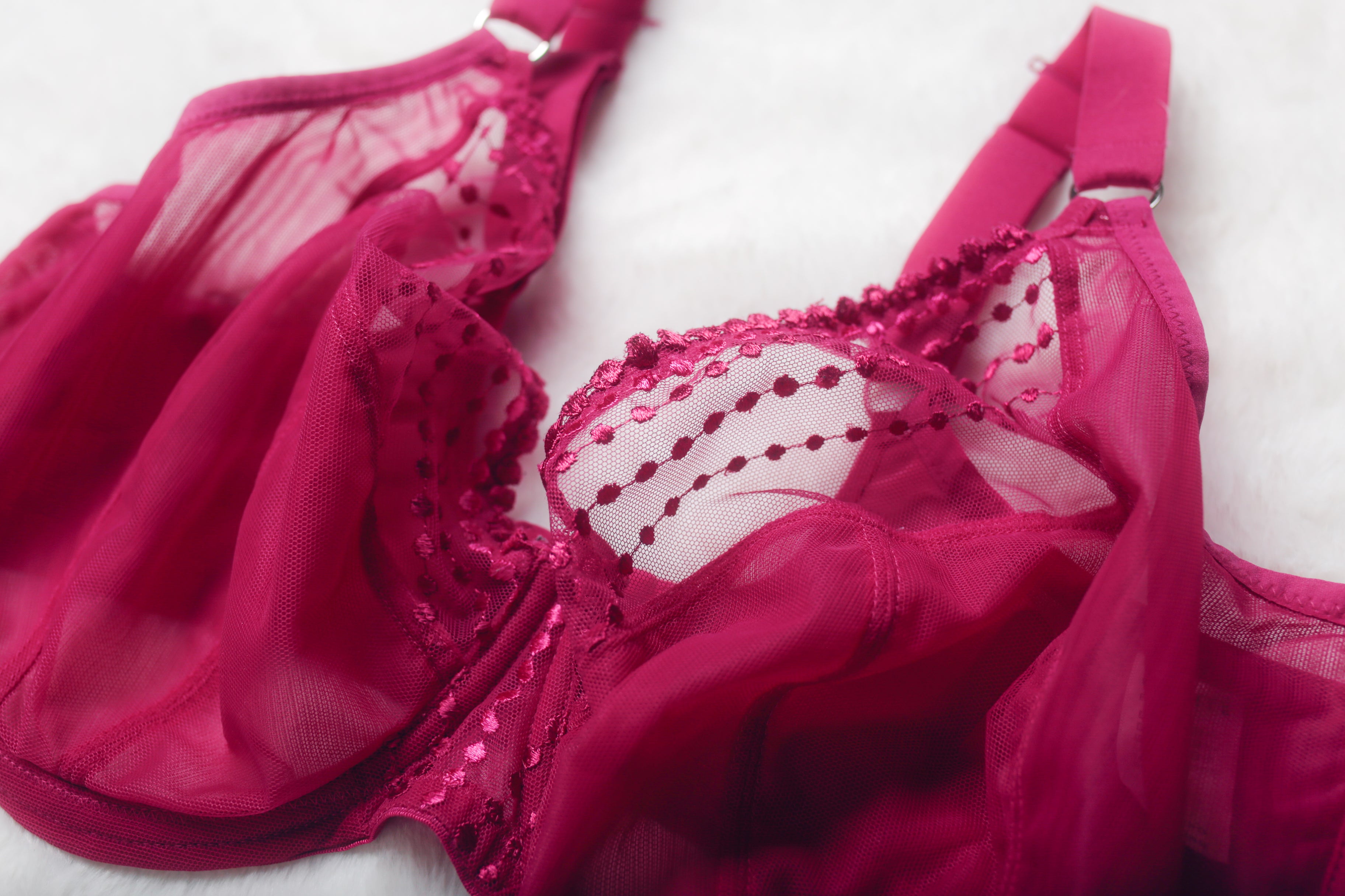 Elomi US 40I UK 40G Matilda EL8900 Underwire Sheer Full-coverage J-hook Bra Pink