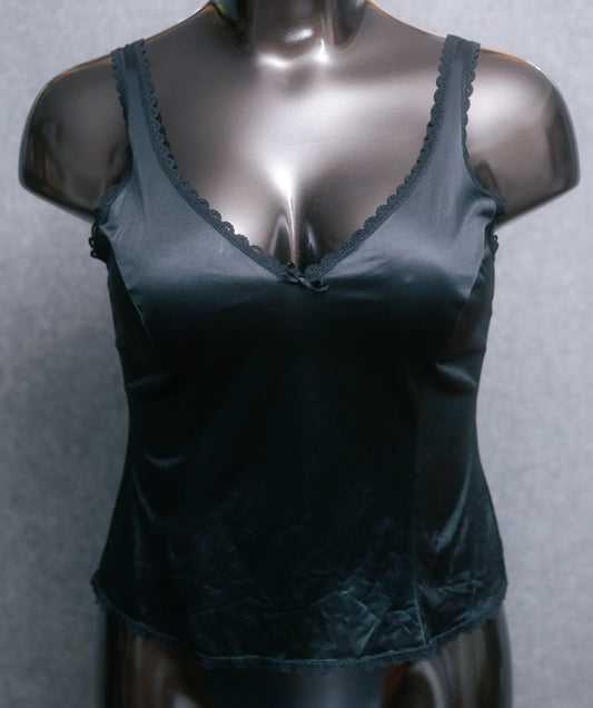 Warners Vintage Cami Camisole Perfect Measure 55200 Size 40 Large USA-made Black Satin & Lace