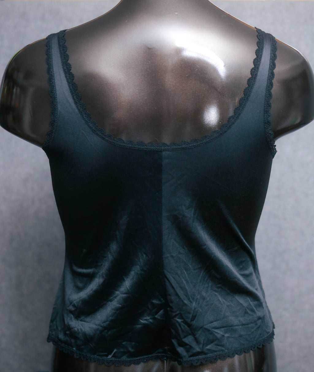 Warners Vintage Cami Camisole Perfect Measure 55200 Size 40 Large USA-made Black Satin & Lace