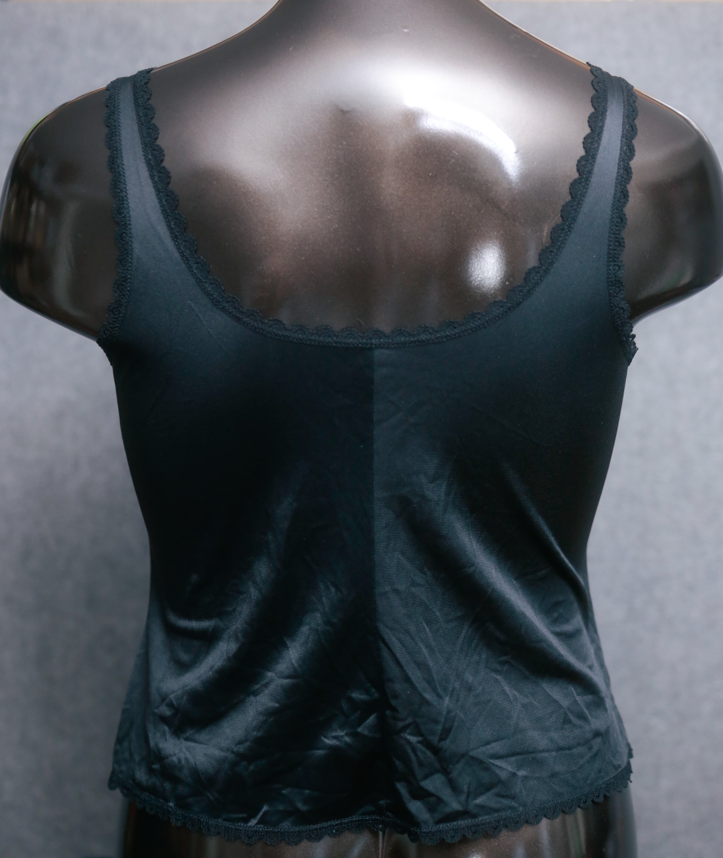 Warners Vintage Cami Camisole Perfect Measure 55200 Size 40 Large USA-made Black Satin & Lace