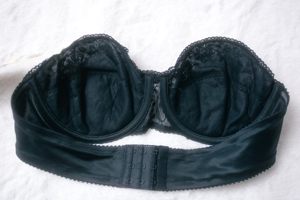 Maidenform 38B Vintage Bullet Bra USA-made Strapless Underwire Black Lace NEW