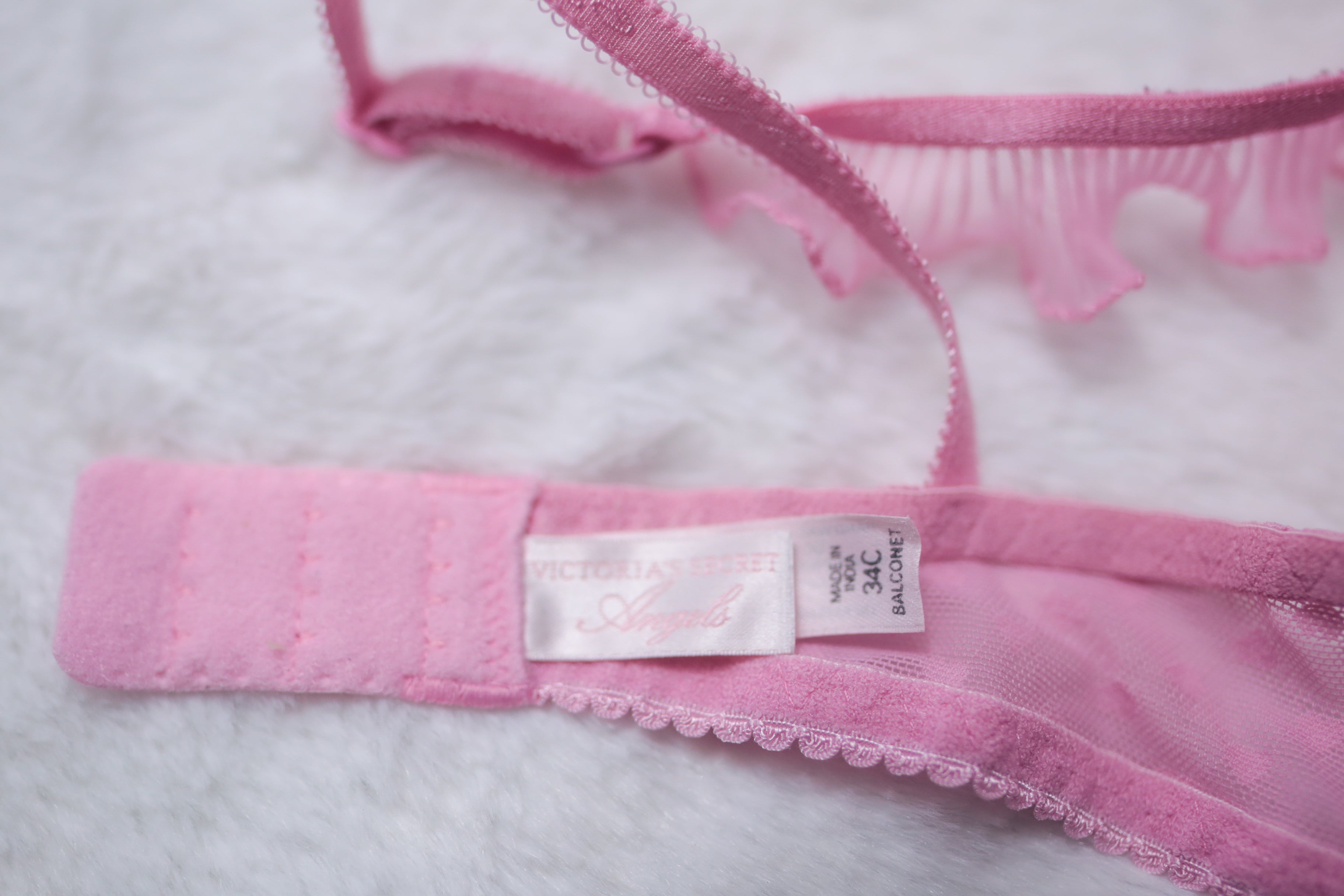 Victoria's Secret 34C Angels Balconette Lightly Padded Bra Pink Hearts