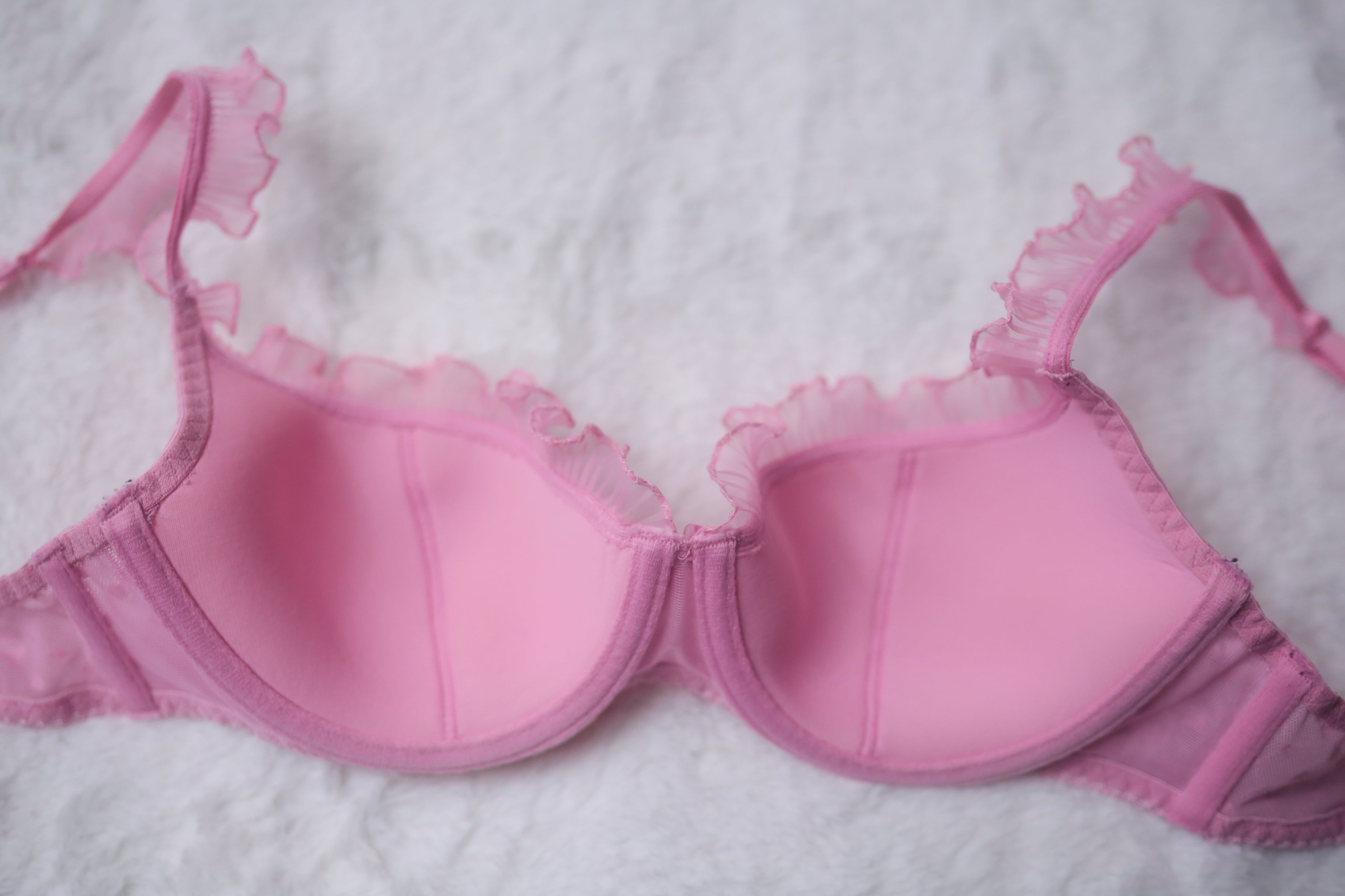 Victoria's Secret 34C Angels Balconette Lightly Padded Bra Pink Hearts