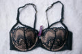 Adore Me 34C Kimmy Balconette Underwire Push-up Bra Black and Beige Lace NEW