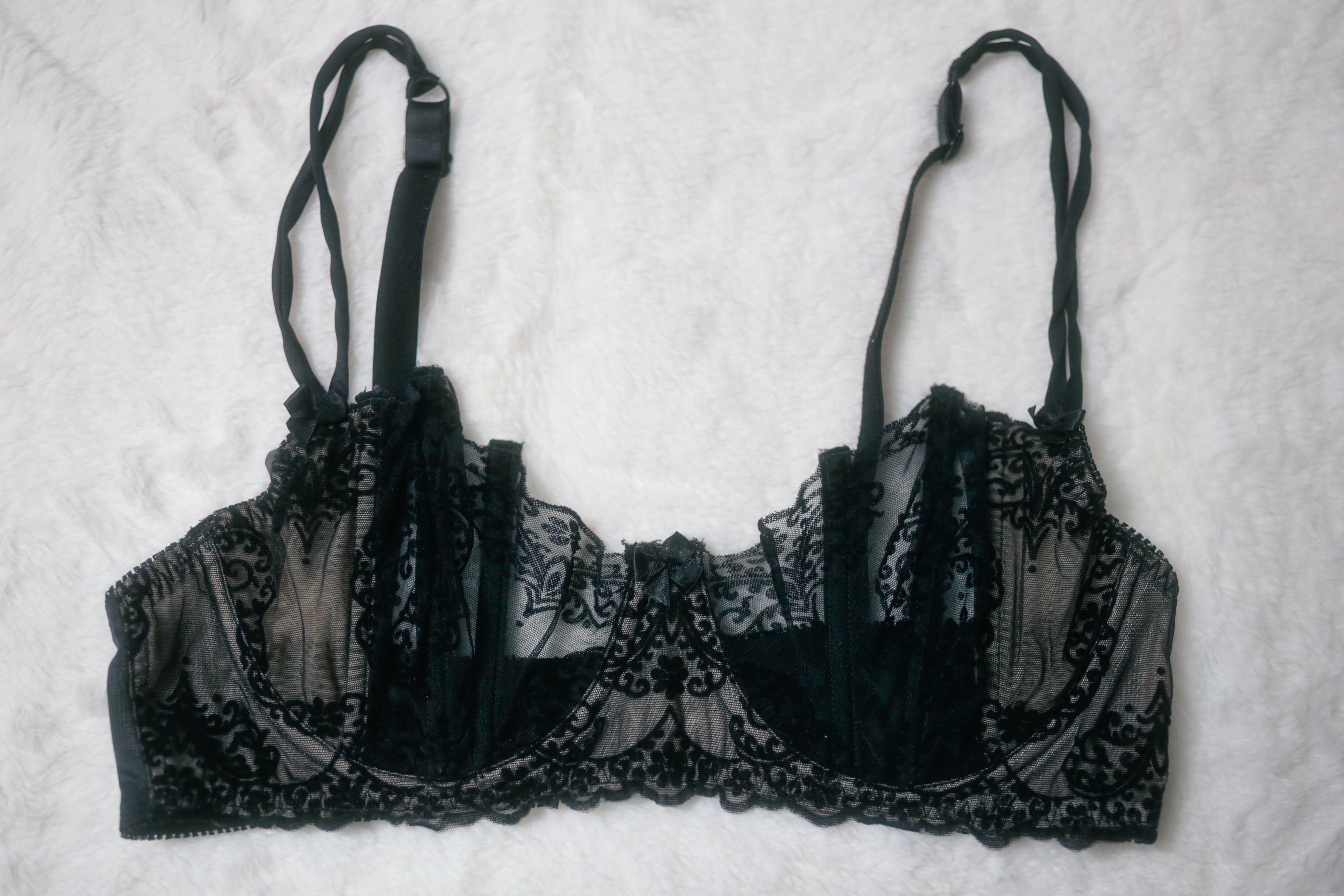 Adore Me 34C Kimmy Balconette Underwire Push-up Bra Black and Beige Lace NEW