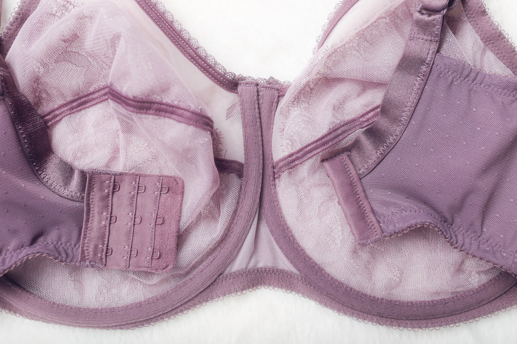 Wacoal US 34H UK 34FF Retro Chic Full Figure 855186 Underwire Bra Beige Purple Lace