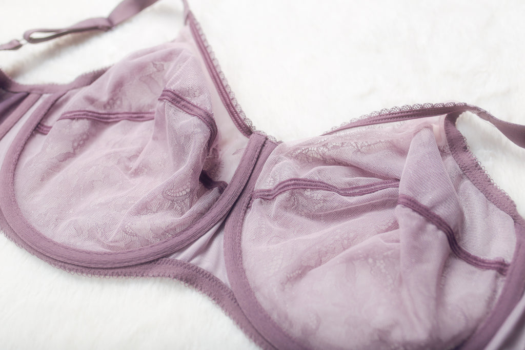 Wacoal US 34H UK 34FF Retro Chic Full Figure 855186 Underwire Bra Beige Purple Lace