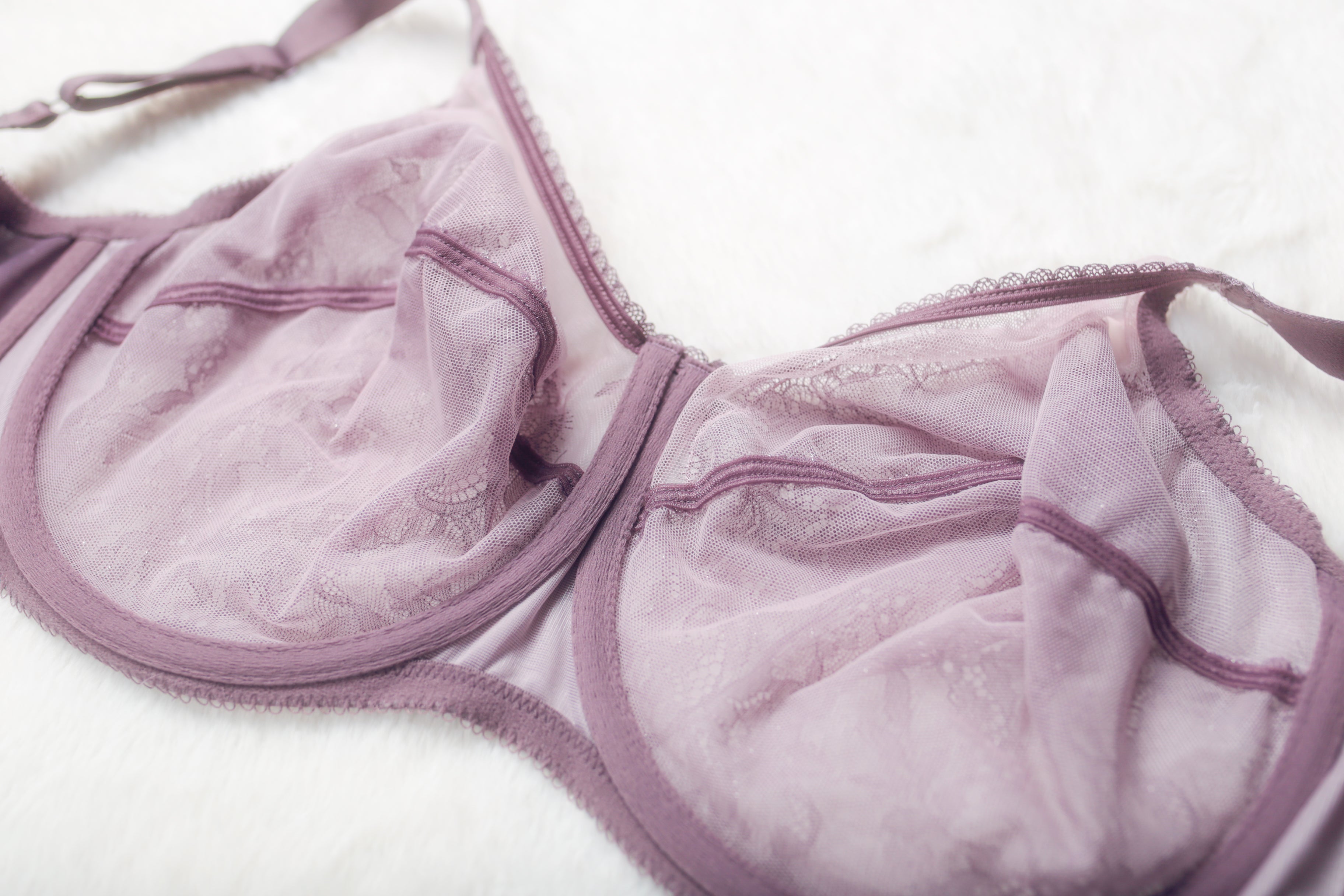 Wacoal US 34H UK 34FF Retro Chic Full Figure 855186 Underwire Bra Beige Purple Lace