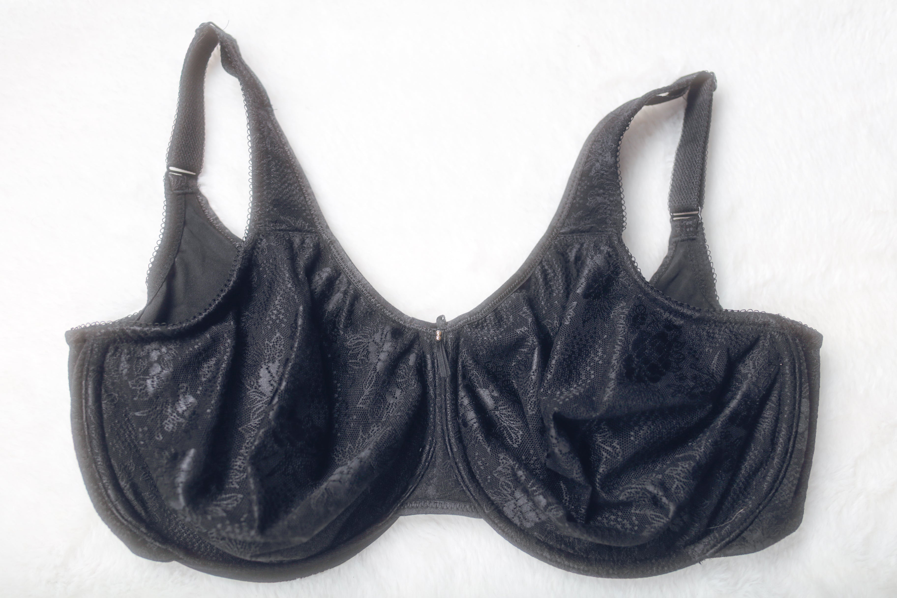 Wacoal US 34H UK 34FF Clear and Classic 855244 Underwire Unlined Bra Black