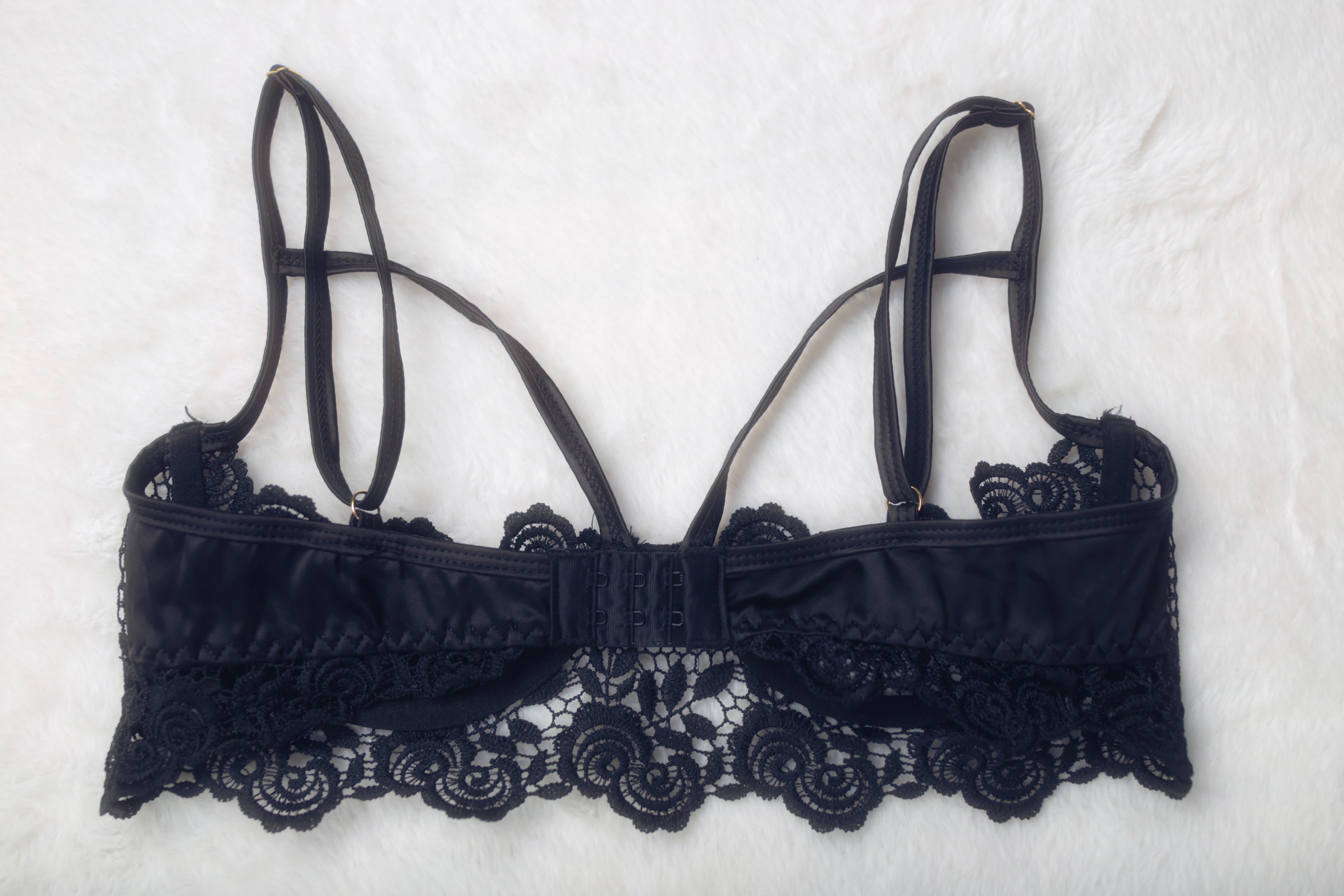 Roma Confidential Unlined Sheer Lace Half-cup Shelf Bra Small Black