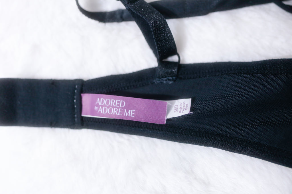 Adore Me 36D Jamilla Unlined Underwire Mesh Embroidery Bra Black