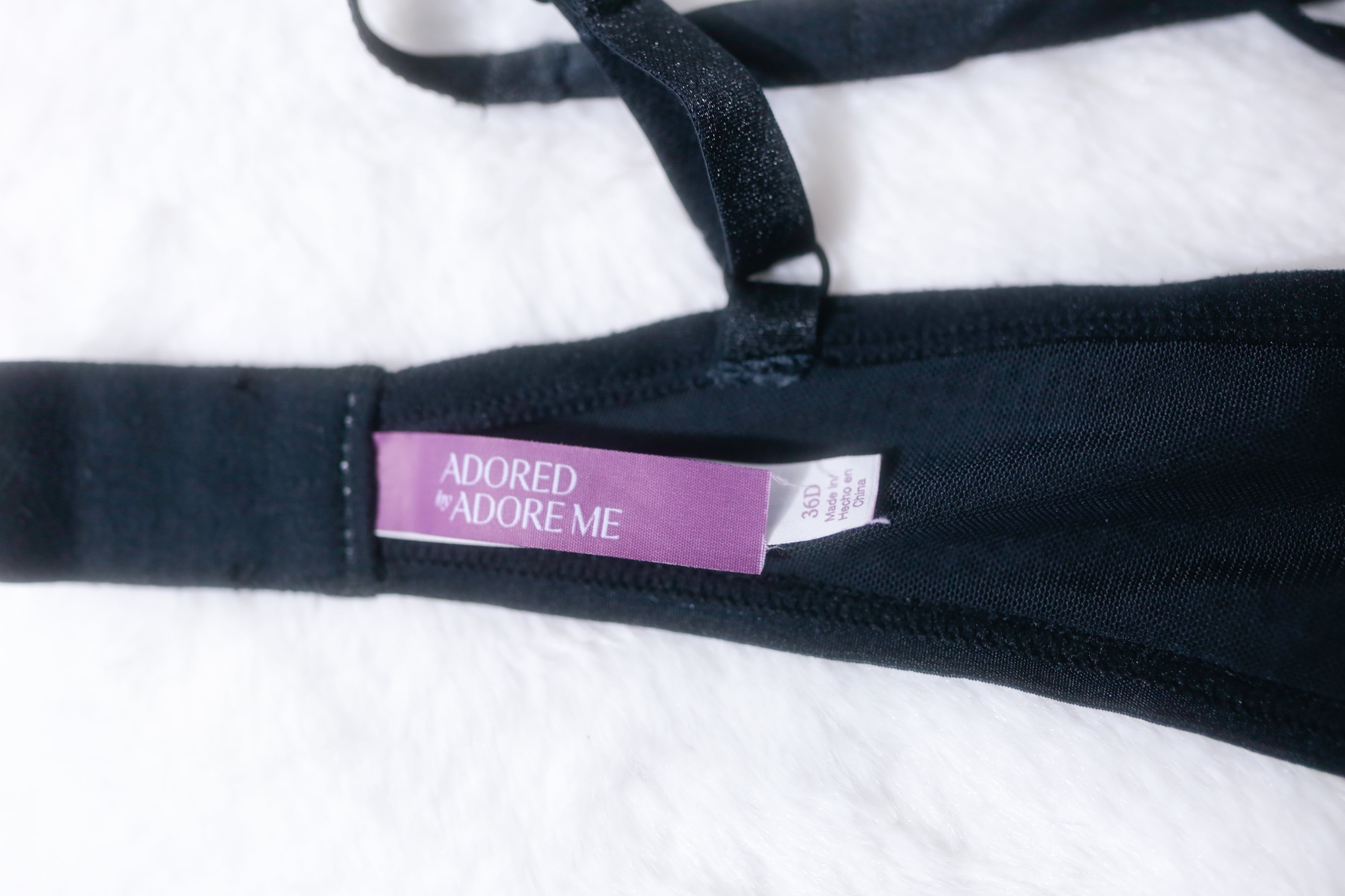 Adore Me 36D Jamilla Unlined Underwire Mesh Embroidery Bra Black