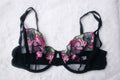 Adore Me 36D Jamilla Unlined Underwire Mesh Embroidery Bra Black