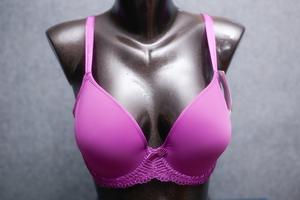 Wacoal 32DD 853117 La Femme Underwire Lightly Padded Plunge T-shirt Bra Purple NEW