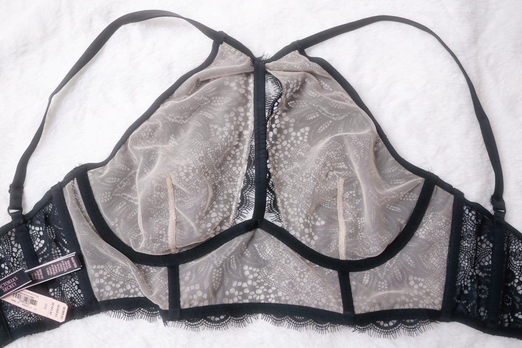 Victoria's Secret 32D Very Sexy Unlined Plunge Demi Longline Bra Black NEW