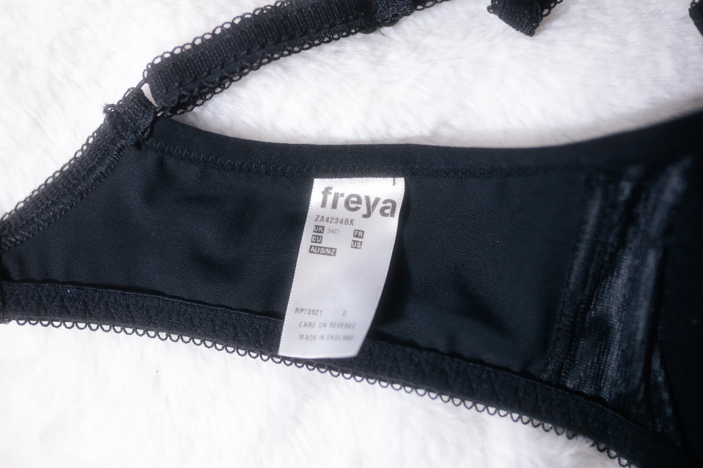 Freya 34D Deco Plunge ZA4234 Underwire T-shirt Bra Black England-made