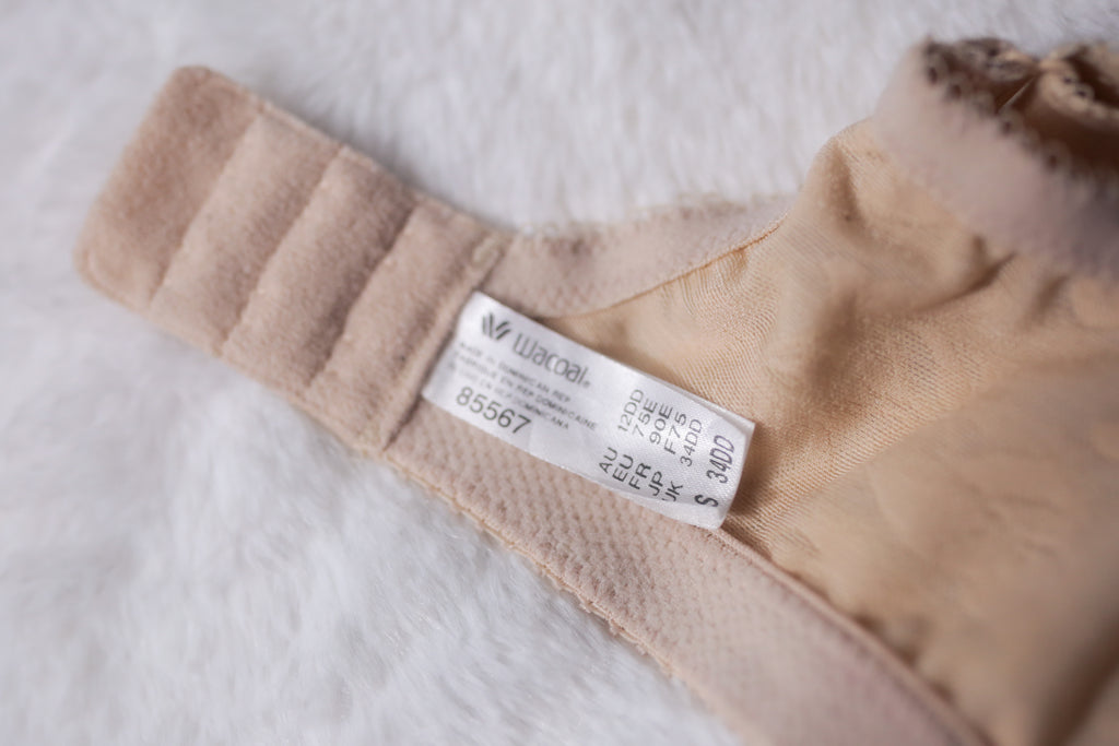 Wacoal 34DD Awareness 85567 Full Coverage Underwire Lined Bra Nude Beige Floral