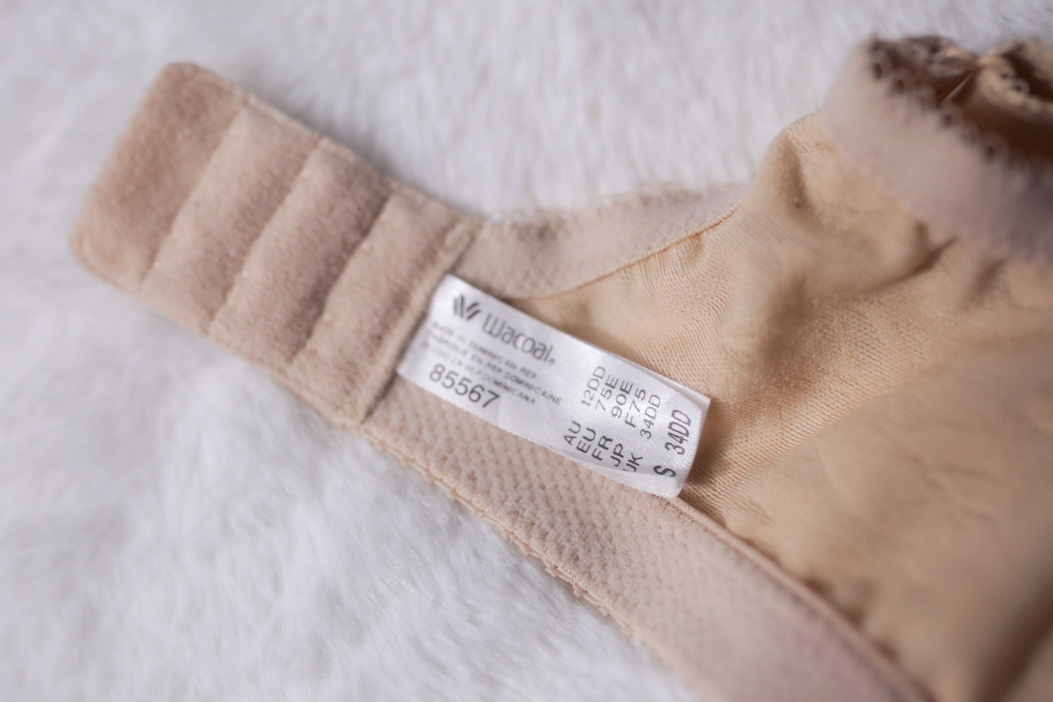 Wacoal 34DD Awareness 85567 Full Coverage Underwire Lined Bra Nude Beige Floral