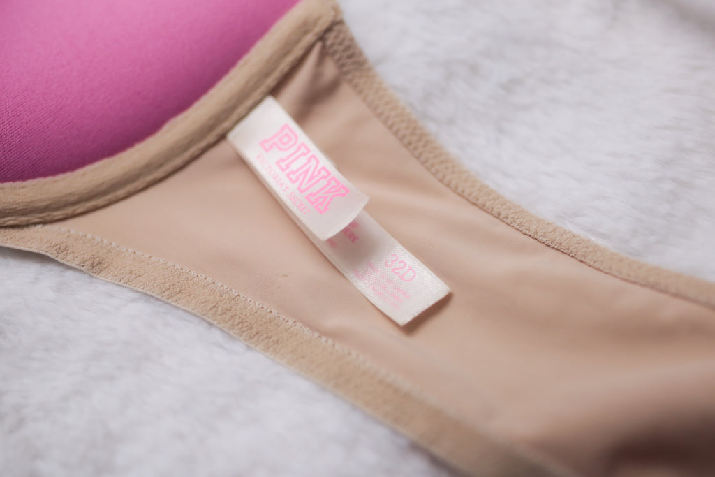 Pink by Victoria's Secret 32D Wear Everywhere Push-up Racerback Front Closure T-shirt Bra Beige