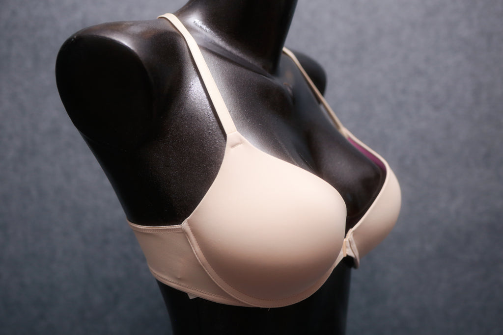 Pink by Victoria's Secret 32D Wear Everywhere Push-up Racerback Front Closure T-shirt Bra Beige