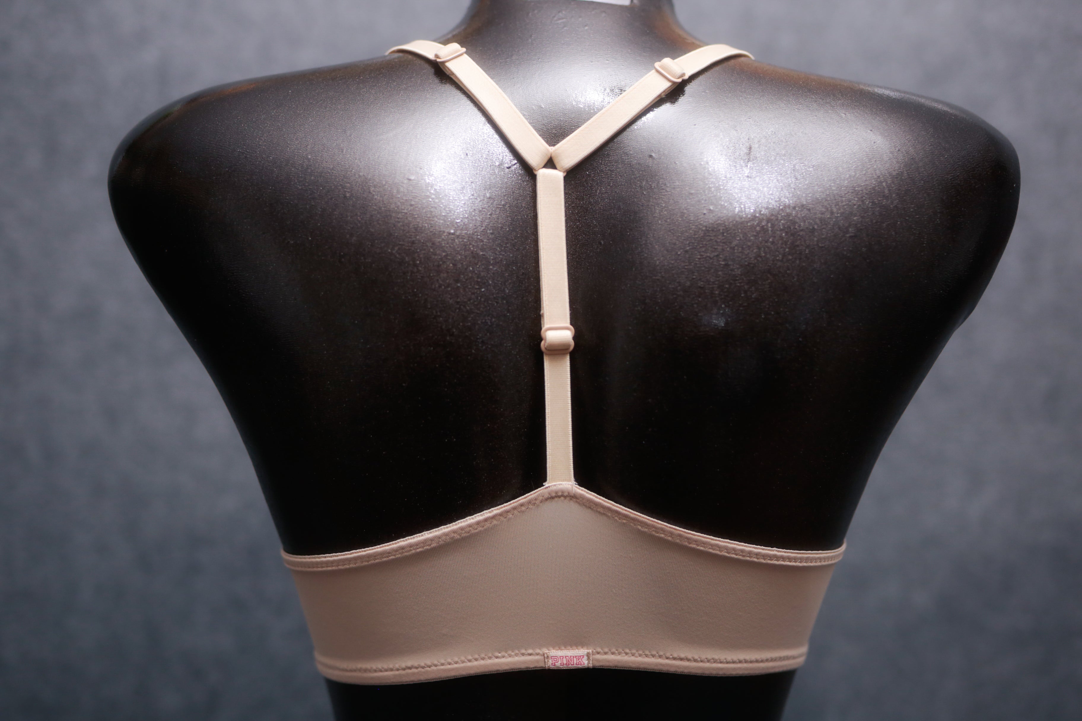 Pink by Victoria's Secret 32D Wear Everywhere Push-up Racerback Front Closure T-shirt Bra Beige