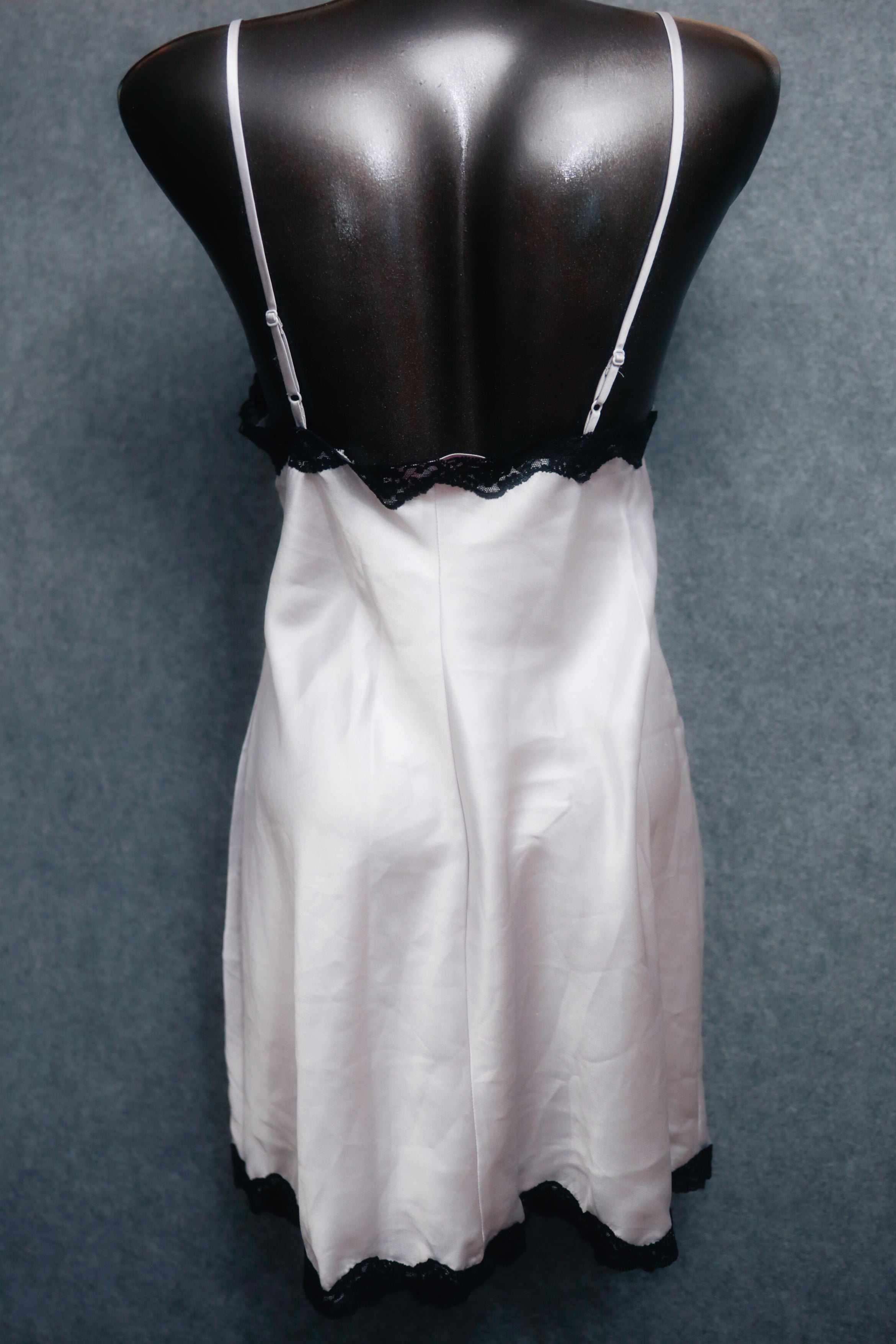 Victoria's Secret Vintage Satin Camisole Nightie Silver and Black: Size Medium