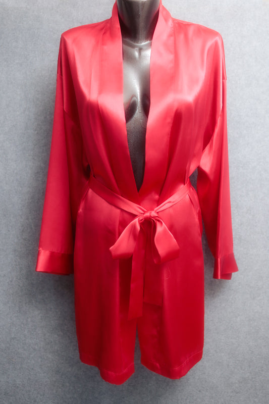 Victoria's Secret Vintage 90s Red Satin Long Robe: One Size