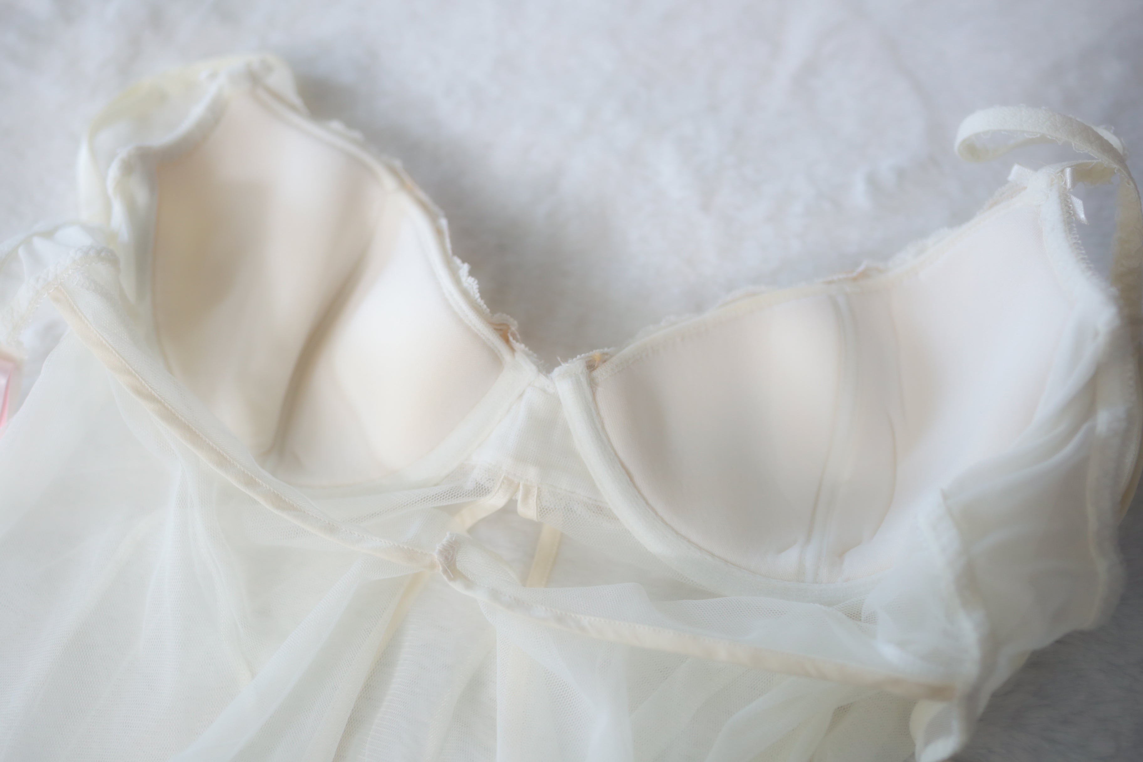 Victoria's Secret Vintage Babydoll Chemise Padded White Mesh: Size 36C