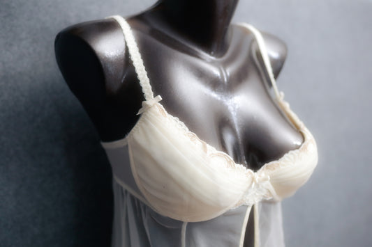 Victoria's Secret White Vintage Mesh Padded Babydoll Chemise: Size 36C