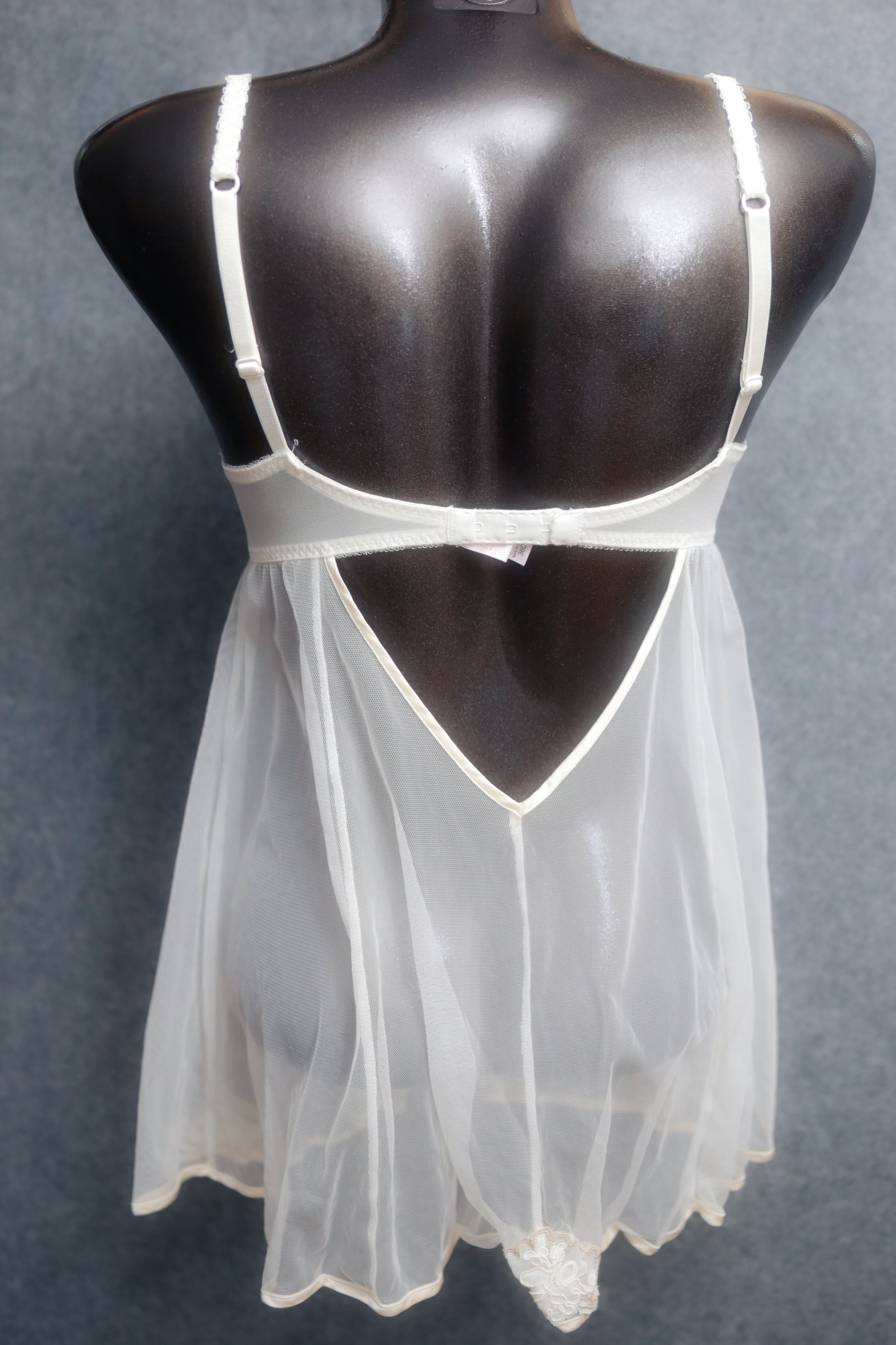 Victoria's Secret Vintage Babydoll Chemise Padded White Mesh: Size 36C