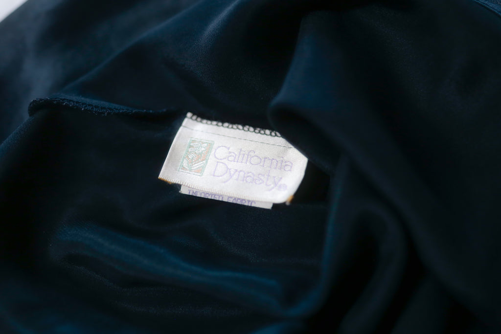 California Dynasty Vintage USA-made Black Full Slip Nightgown Lingerie: Size Medium