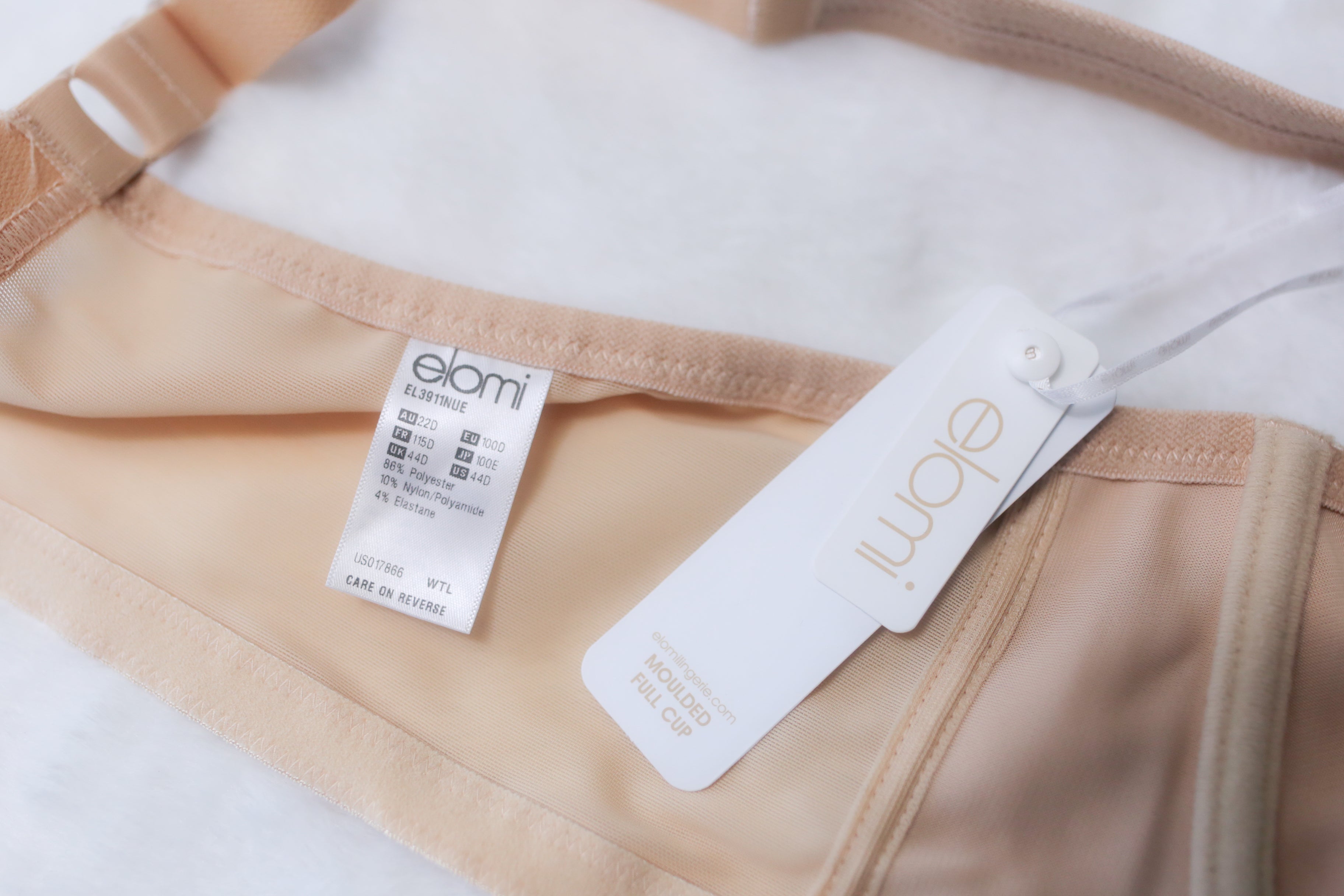 Elomi 44D EL3911 Smoothing Underwired Seam-free Full-coverage T-Shirt Bra Nude NEW