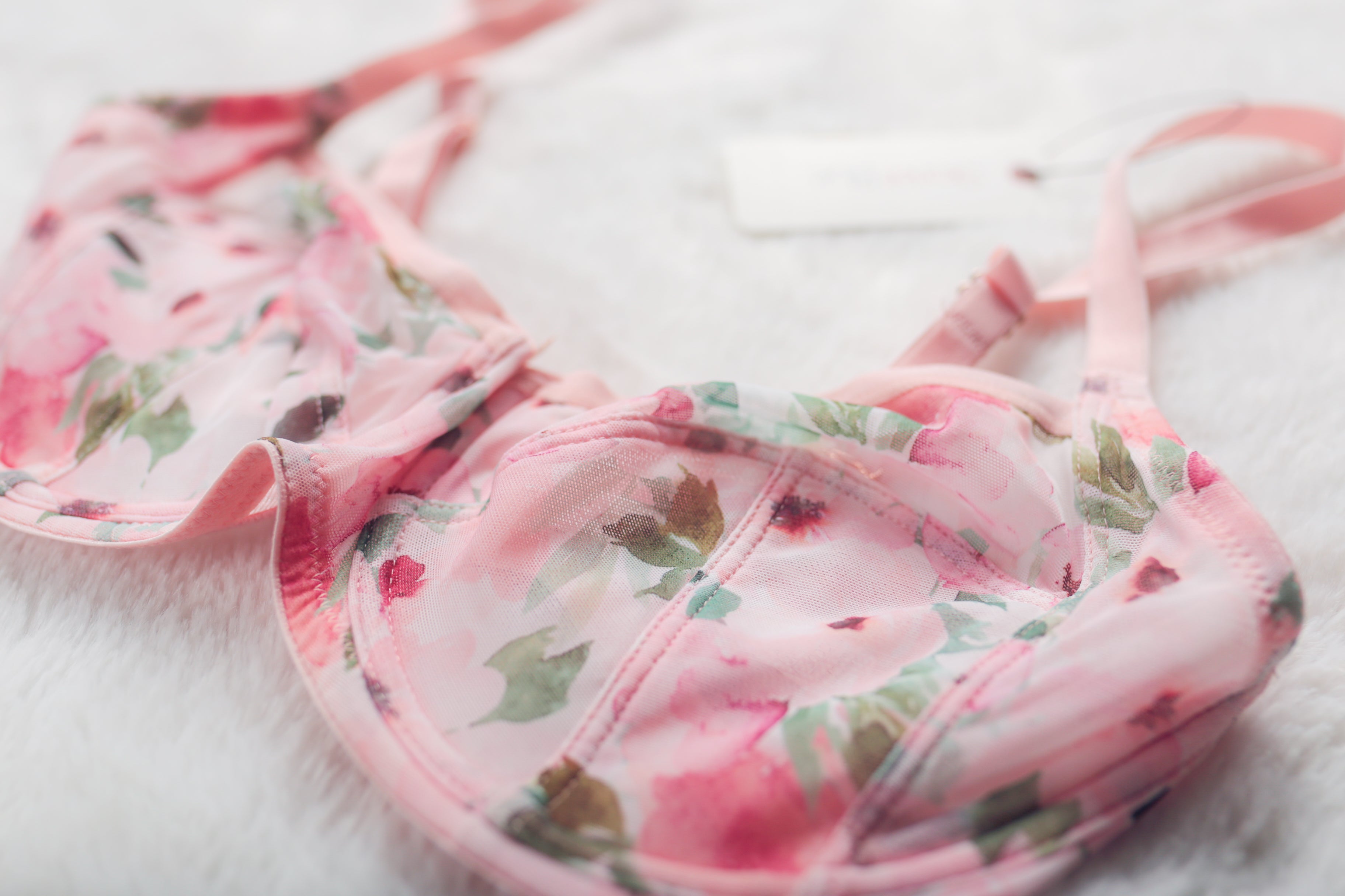 Skarlett Blue 30DD Unlined Embroidered Semi-sheer Balconette Bra Pink Floral NEW