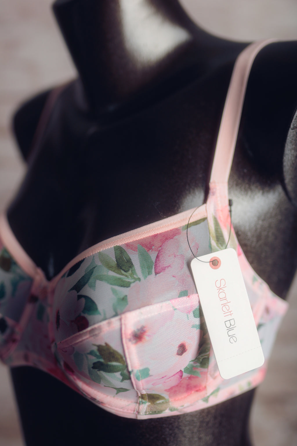 Skarlett Blue 30DD Unlined Embroidered Semi-sheer Balconette Bra Pink Floral NEW