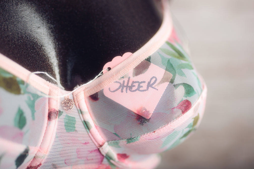 Skarlett Blue 30DD Unlined Embroidered Semi-sheer Balconette Bra Pink Floral NEW