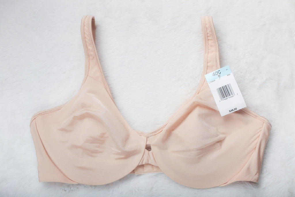 Bali 40C Lilyette Plunge Into Comfort Keyhole Minimizer 0904 Underwire Bra Beige NEW
