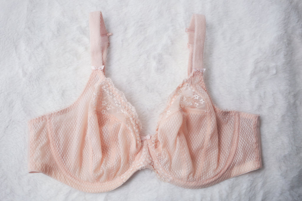 Elomi 38DDD 38E EL4383 Charley Stretch Lace Plunge Underwire Full-coverage Bra Pink