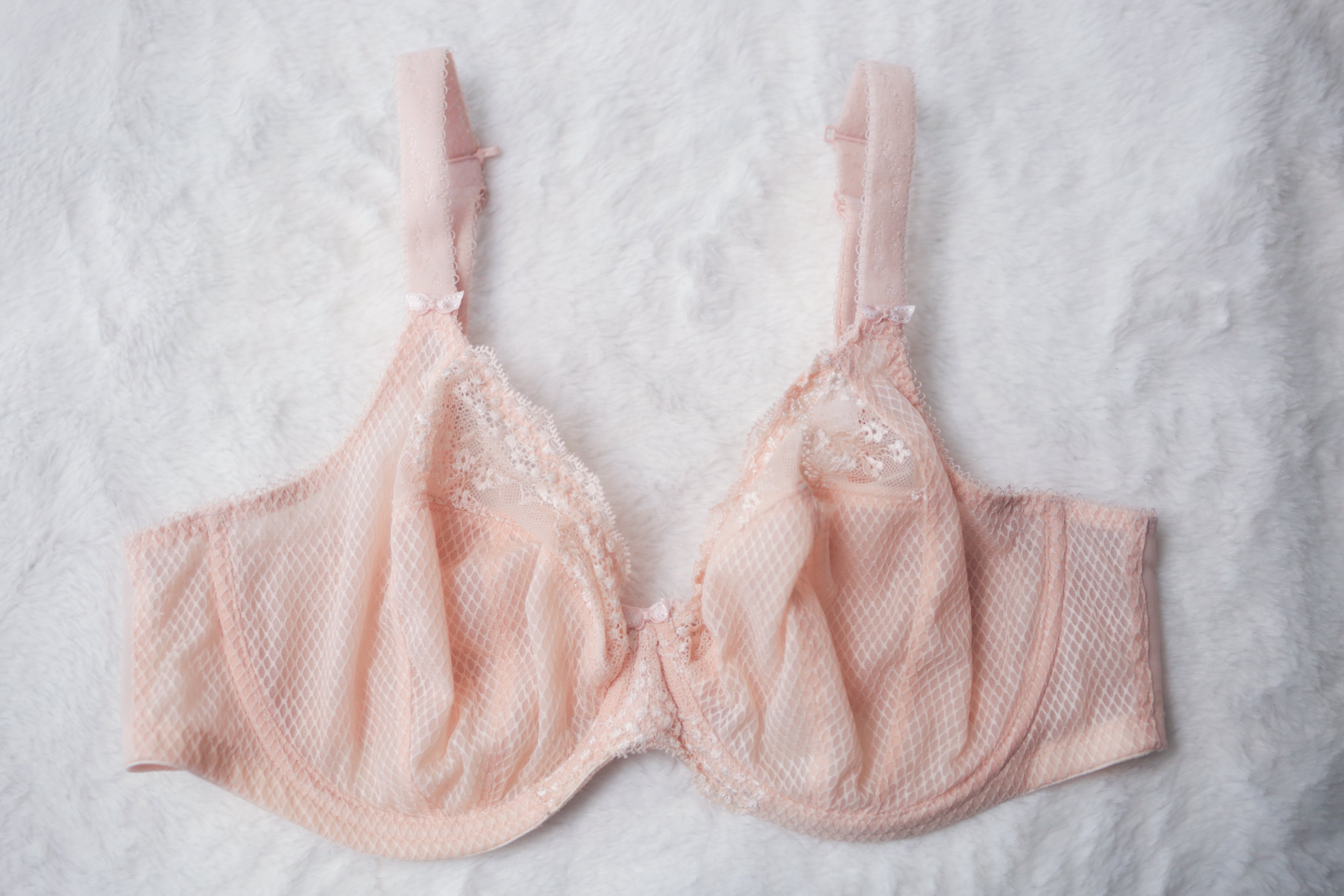 Elomi 38DDD 38E EL4383 Charley Stretch Lace Plunge Underwire Full-coverage Bra Pink