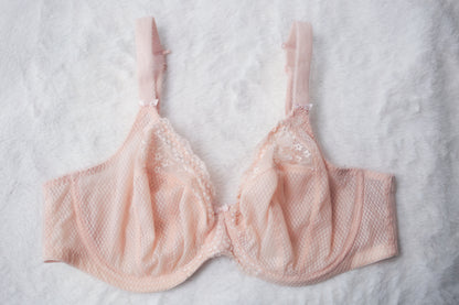 Elomi 38DDD 38E EL4383 Charley Stretch Lace Plunge Underwire Full-coverage Bra Pink