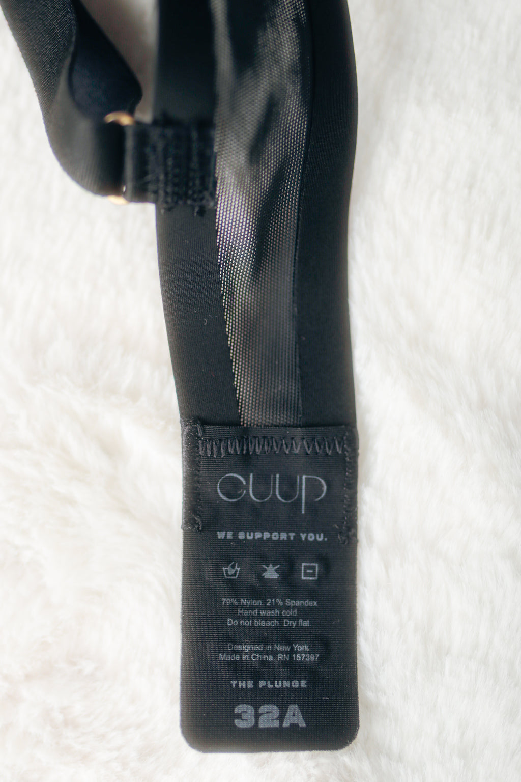 CUUP 32A The Plunge Unlined Semi-sheer Mesh Bra Black