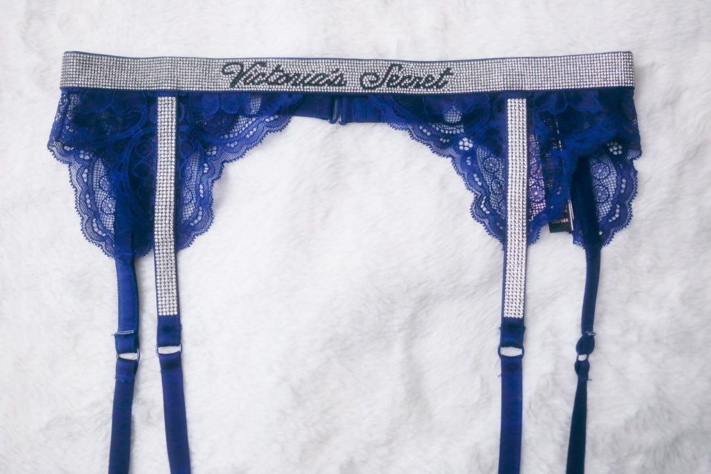Victoria's Secret Very Sexy Garter Suspenders XS Shine Blue NEW