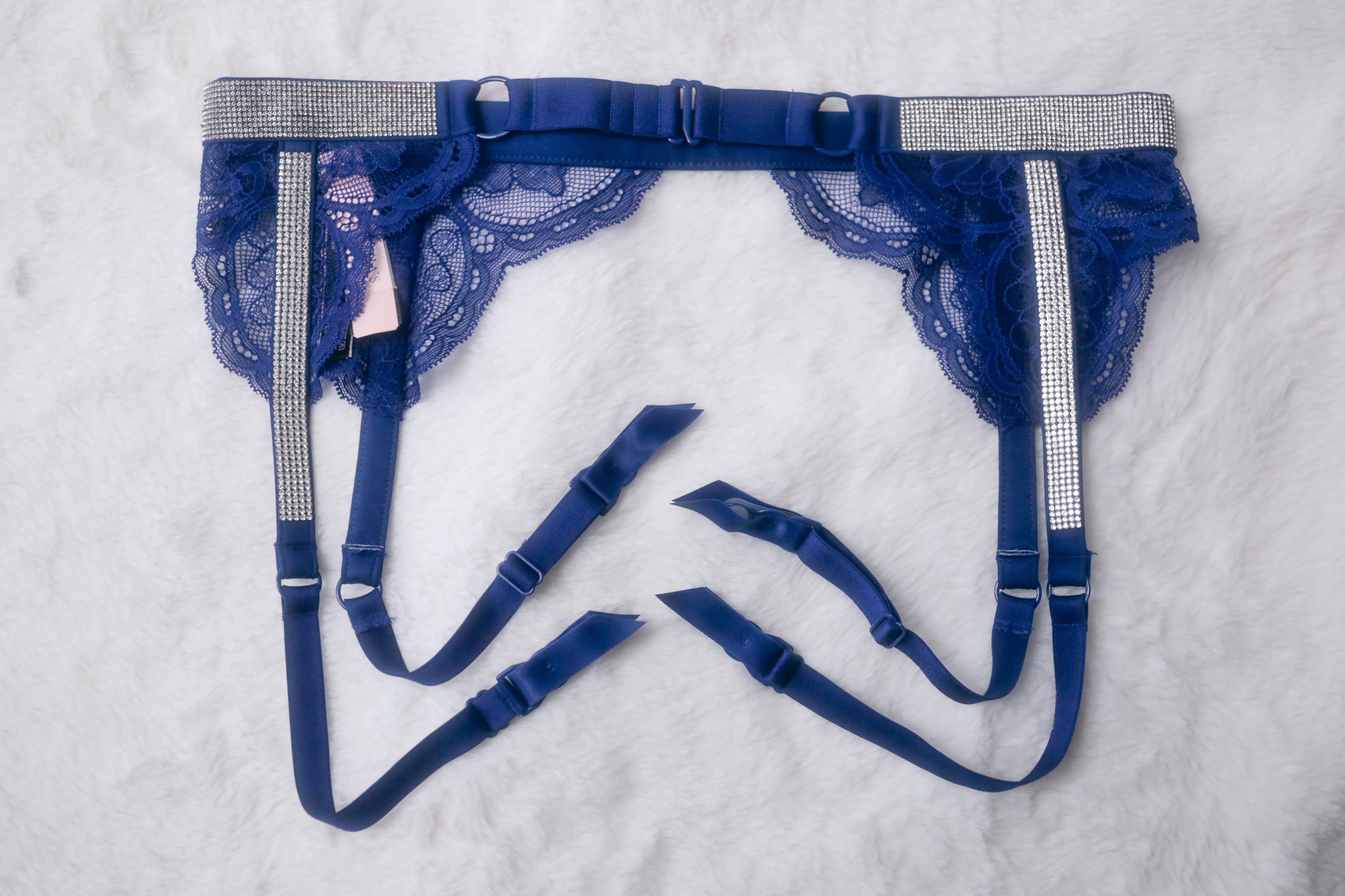 Victoria's Secret Very Sexy Garter Suspenders XS Shine Blue NEW