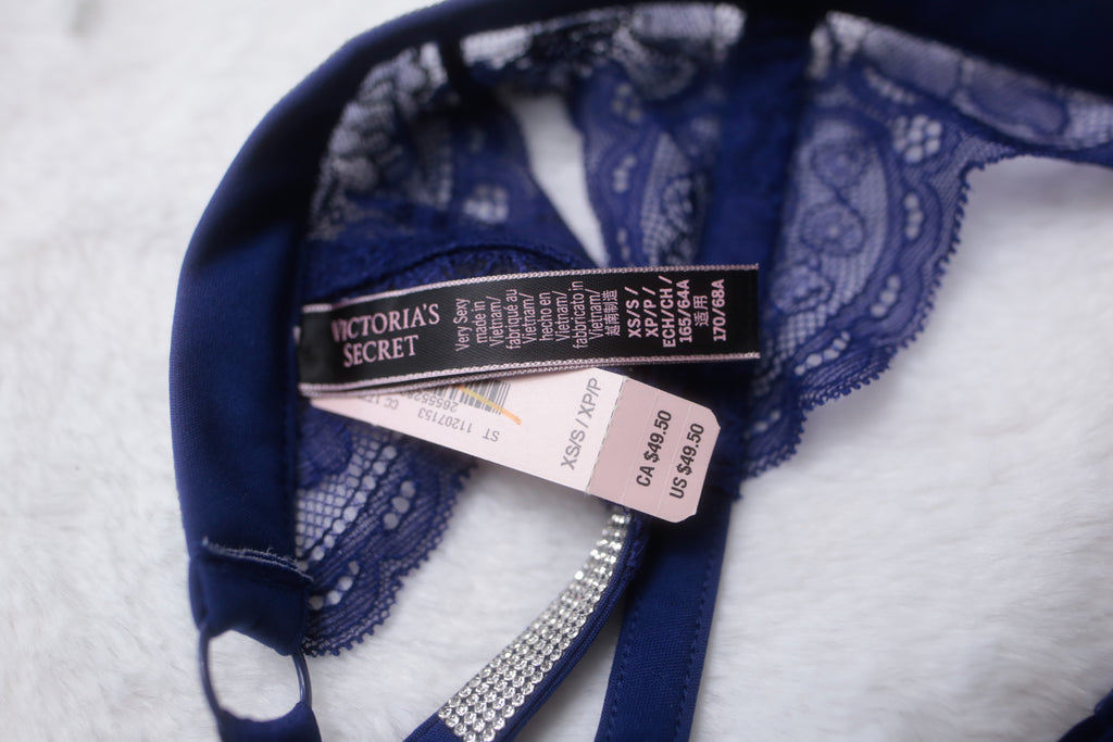 Victoria's Secret Very Sexy Garter Suspenders XS Shine Blue NEW